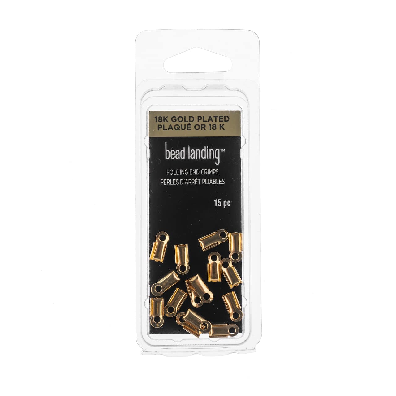12 Packs: 15 ct. (180 total) 9mm 18K Gold-Plated Folding End Crimps by Bead Landing™